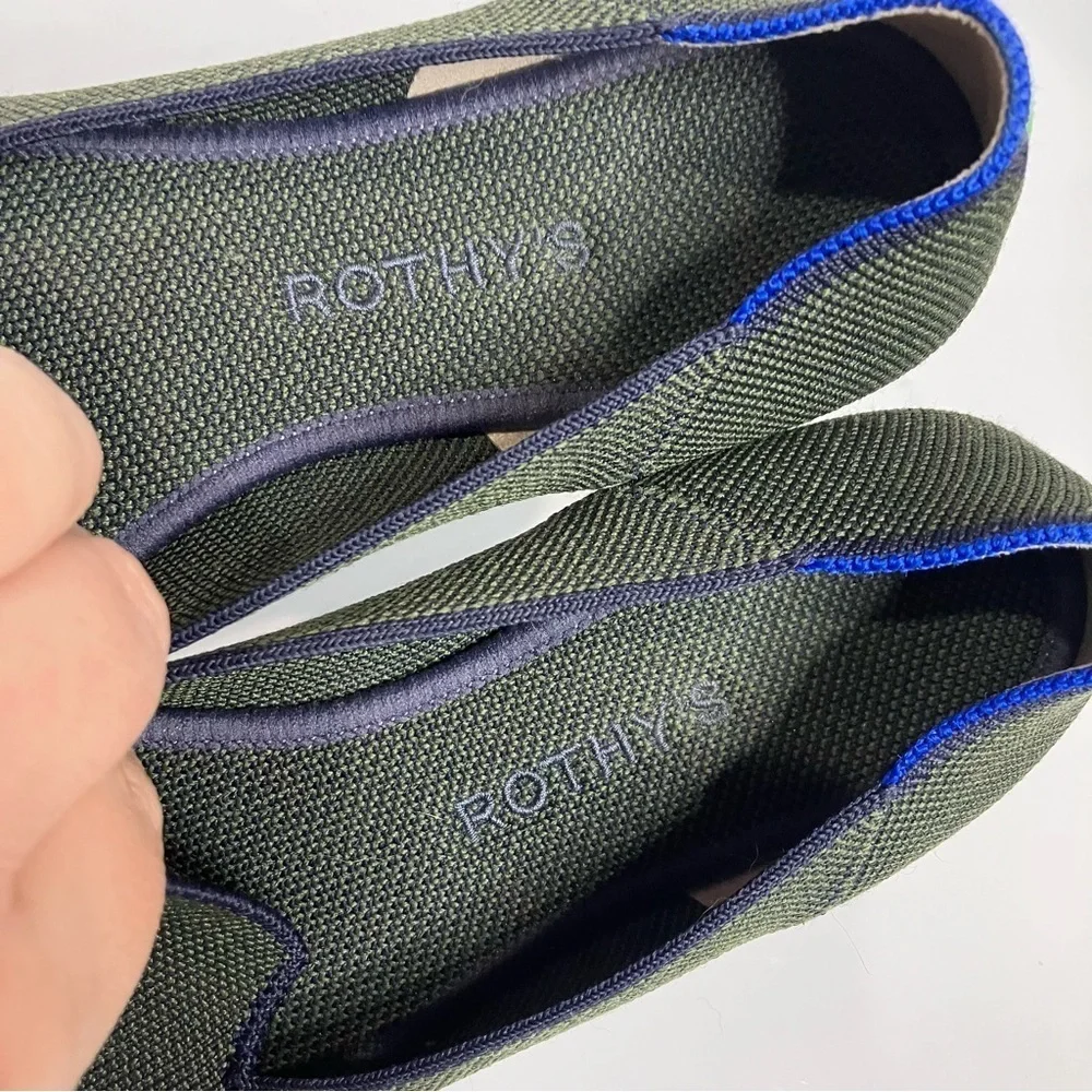 Rothy’s The Loafer round toe olive green neon stripe on‎ the back size 7.5 - Picture 3 of 9